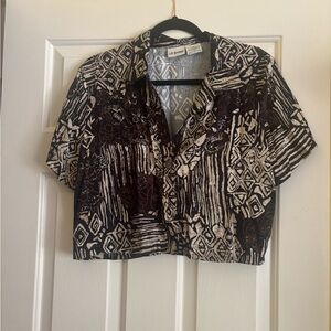 Liz Baker Black and White Cropped Blouse